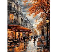 NEWENMO Street of Paris Paint by Numbers Canvas Kits for Adult Beginners