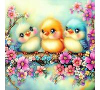 NEWENMO Three Birds Diamond Painting Kits Adults,5D Cute Animals Diamond Art,DIY Diamant Arts Mosaic Kits for Adults Beginner,Full Round Drill Gem Art for Home Decoration 30x30cm