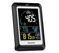 Newentor CO2 Monitor, Air Quality Monitor Indoor Carbon Dioxide Detector with Voice Alert Large Display, Temperature Humidity, Alarm Clocks for Home, RV, Office, Classroom, 400-5000ppm, Black