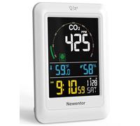 Newentor CO2 Monitor, Indoor Air Quality Meters, Carbon Dioxide Detector with Voice Alert, Large Display CO2 Tester, Temperature Humidity Sensor, Alarm Clock for Home, RV, Grow Tents, White