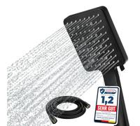 Newentor High Pressure Shower Head with 1.5m Hose - 6 Spray Modes - Black