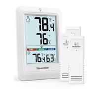 Newentor Indoor Outdoor Thermometer Wireless, Remote Temperature Monitor Hygrometer, Outside Inside Thermometers with Comfort Indicator, 4 Inch Screen, 328ft Range for Home Patio, White with 3 Sensors