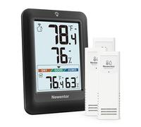 Newentor Indoor Outdoor Thermometer Wireless, Remote Temperature Monitor Hygrometer, Outside Inside Thermometers with Comfort Indicator, 4 Inch Screen, 328ft Range for Home Patio, Black with 3 Sensors