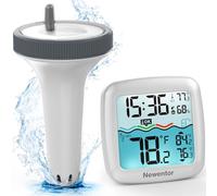 Newentor Pool Thermometer Floating Easy Read, IPX8 Wireless Swimming Pool Thermometers with Indoor Thermometers, Floating Thermometer for Spa/Hot Tub/Fish Tank, Milky