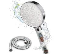 Newentor Shower Head and Hose[TESTSIEGER], High Pressure Shower Head with 6 Modes, Universal Water Saving Large Showerhead with 1.5M Hose, Chrome-White (with Filter)
