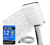 Newentor Shower Head and Hose[TESTSIEGER], High Pressure Shower Head with 6 Modes, Universal Water Saving Large Showerhead with 1.5M Hose, Gold