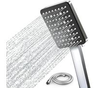 Newentor Shower Head and Hose [TESTSIEGER], Six Modes, High Pressure Shower Heads with Hose Set 1.5m, Fixed Power Shower Head for Low Pressure, Silver-Black