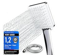 Newentor Shower Head and Hose[TESTSIEGER], High Pressure Shower Head with 6 Modes, Universal Water Saving Large Showerhead with 1.75M Hose, Silver
