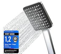 Newentor Shower Head [TESTSIEGER], High Pressure Shower Heads with 6 Modes, Universal Water Saving Large Showerhead, Silver-Black
