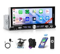 Newest 6.9 Inch Single Din Radio Stereo Wireless Apple Carplay Android Auto,1280 * 480 Touchscreen Stereo with Voice Control Bluetooth 5.0 MirrorLink Backup Came SWC FM 2 USB Type C EQ