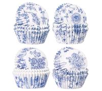 NEWEST Blue Floral Cupcake Cases, 200PCS White & Blue Flower Baking Cups