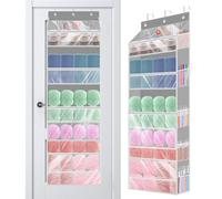 Newest Hanging Yarn Storage Organizer with 2 Zippered Closure Compartments 3 Semi-open Compartments,Large Capacity Crochet Storage Organizer,Transparent Over The Door Hanging Bag for Knitting Supplies