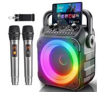 [Newest] Karaoke Machine with 2 Wireless Microphones: Karaoke Speaker Microphones for Adults Kids - Portable Bluetooth Speaker for TV Phone Tablet - Karaoke Gift for Party Home Outdoor Live Mixers