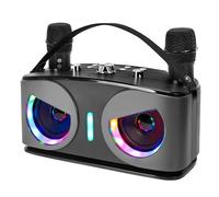 [Newest] Karaoke Machine With 2 Wireless Microphones, Owls Portable Bass/Treble Bluetooth Karaoke Speaker with LED Disco Light Effects - Support TV/USB/AUX/TF/FM for Party, Birthday, Indoors/Outdoors