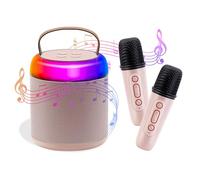 Newest Mini Karaoke Machine,Portable Bluetooth Speaker with 2 Wireless Microphones for Kids Adults, Songs Toys for Boys and Girls Birthday Gifts Home Party Indoor Outdoor Activities (Pink)