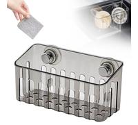 Newest Sink Organizer - Strong Suction Cups, Tidy for Sponge, Brush, Plug & Rag (Gray)