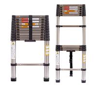 Newest Stainless Steel Telescoping Ladder 10.5FT Heavy Duty Telescopic Extension Ladder Portable Collapsible Ladder 330lb Max Load for Home Maintenance Window Cleaning Garden Work Access Attic Loft