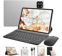 Newest Tablet 10 Inch Android , Tablets 22GB RAM+128GB ROM (TF 1TB)Octa-Core/8000mAh/1920*1200 pixel/5G+WiFi 6,Widevine L1/Bluetooth 5.0/GMS/8MP+16MP/Widgets/Tablet with Keyboard+Mouse-Silvery
