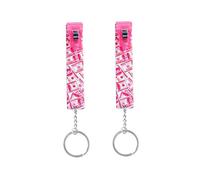 【Newest Upgraded】2PCS Credit Card Puller, Cute Debit Bank Card Grabber for Long Nails ATM Keychain Women with Plastic Clip, Pink 1+pink 1, Standard