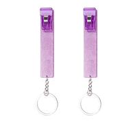 【Newest Upgraded】2PCS Credit Card Puller, Cute Debit Bank Card Grabber for Long Nails ATM Keychain Women with Plastic Clip, Purple + Purple, Standard