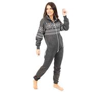 NewFaceLook Womens Aztec Print Jumpsuit One Piece Pajamas Printed Onesie Ladies Nightwear All in One Hooded Onesie for Women Zip Up Fleece Overall Jumpsuit Playsuit S-XL