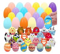 NewFamily 24 Prefilled Easter Eggs with Slow-Rising Squishy Toys, Stress Relief Fidget Set for Kids, Basket Stuffers Egg Hunt Surprises, Party Favors Birthday Gifts