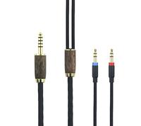 NewFantasia 4.4mm Balanced Cable 6N OCC Copper Silver Plated Cord Walnut Wood Shell Compatible with Hifiman Sundara, Ananda, Arya, HE400SE, HE4XX, HE-400i Headphone (2 x 3.5mm Version)