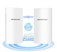 NEWFAST 3KM Outdoor Wireless Bridge Weatherproof Point to Point 5.8G WiFi Bridge, Long Range WiFi Extender to Outbuildings/Farm/Shop/Garage, Built-in 11DBi High Gain Antenna