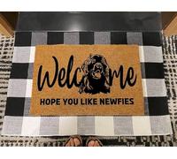 Newfie Dog, Newfoundland Dog Doormat, New Puppy.doormats for Indoor Entrance Home coir20x32 Inch Christmas Halloween
