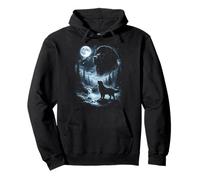 Newfie Howling to the Moon Retro 90's Newfoundland Dog Pullover Hoodie