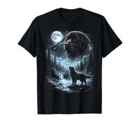 Newfie Howling to the Moon Retro 90's Newfoundland Dog T-Shirt
