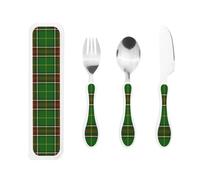 Newfoundland and Labrador Tartan Plaid Portable Kids Utensil Set Stainless Steel Fork, Spoon & Knife 3-Piece-Set, Easy to Clean, and Perfect for School, Travel, Or Home Use