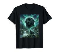 Newfoundland Aurora Borealis Northern Lights Dog Moon T-Shirt