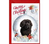 Newfoundland Dog Christmas Card (6" x 4") with matching Envelope by Starprint