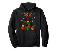 Newfoundland Dog Christmas Reindeer Horn Scarf Festive Xmas Pullover Hoodie