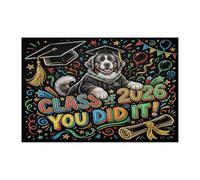 Newfoundland Dog Congrats Grad Jigsaw Puzzles for Adults 1000 Piece, Puppy Graduation Wooden Printed Puzzles, Class of 2026 Pattern Decorations for Home Entertainment