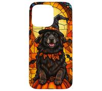 Newfoundland Dog Halloween Pumpkin Witch Hat Case for iPhone 15 Pro Max