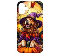 Newfoundland Dog Halloween Pumpkin Witch Hat Case for iPhone 16 Plus