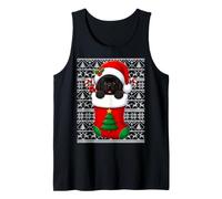 Newfoundland Dog in Christmas Socks Cute Holiday Ugly Xmas Tank Top