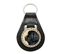 Newfoundland Dog Leather Key Fob