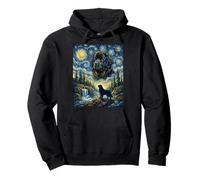 Newfoundland Dog Moon Howling Starry Night Van Gogh Style Pullover Hoodie