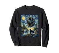 Newfoundland Dog Moon Howling Starry Night Van Gogh Style Sweatshirt