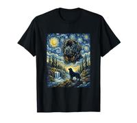Newfoundland Dog Moon Howling Starry Night Van Gogh Style T-Shirt