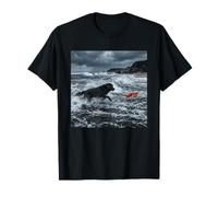 Newfoundland Dog Ocean Rescue Waves Coastal Scene T-Shirt