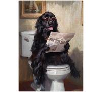 Newfoundland Dog on Toilet Jigsaw Puzzle 1000 Pieces for Adults - Quirky Dog Reading Newpaper with Glasses - Dog Bathroom Decor Puzzles