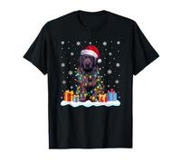 Newfoundland Dog Santa Hat Christmas Tree Light Xmas Pajama T-Shirt