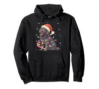 Newfoundland Dog Ugly Christmas Candy Cane Tree Lights Xmas Pullover Hoodie
