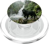 Newfoundland Dog Waterfall Cliff Forest Scene PopSockets PopGrip for MagSafe