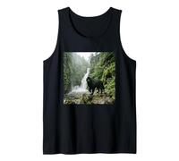 Newfoundland Dog Waterfall Cliff Forest Scene Tank Top