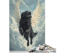 Newfoundland Dog with Angel Wings Gentle Giant Memorial Print Black Dog with Wings Puzzles 1000 Pieces for Teenagers Gifts Puzzle Jigsaws for Adults for Adults 1000pcs (75x50cm)